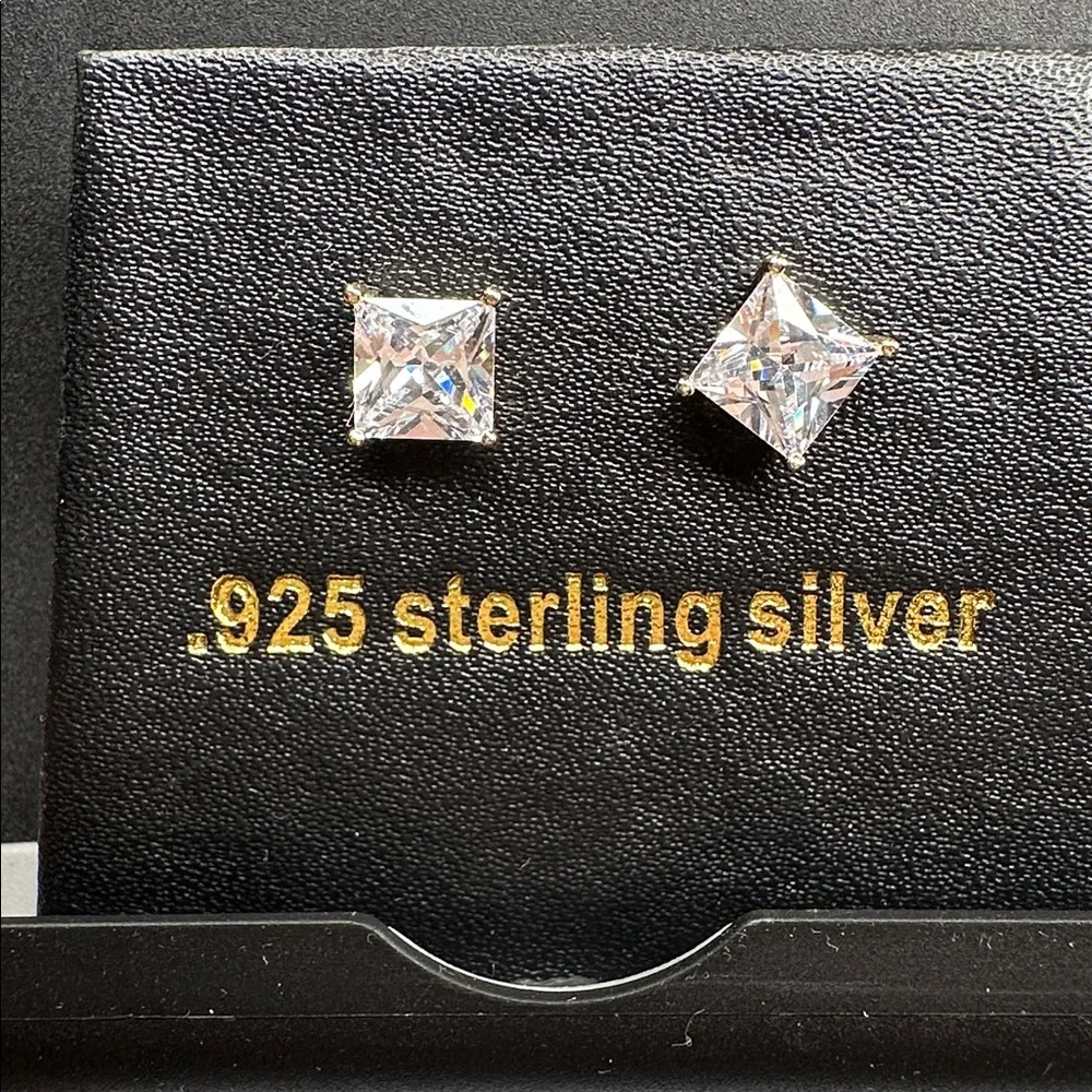 King Ice Princess Cut .925 Silver Earrings